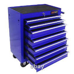 7 Drawer Rolling Tool Box Cart Chest Storage Cabinet with 4 Whees Blue for Garage