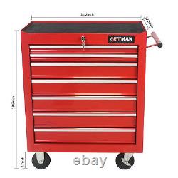 7-Drawer Rolling Tool Cart Cabinet With Keyed Locking System High Capacity Tool