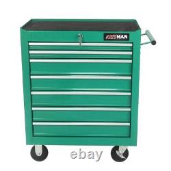 7-Drawer Rolling Tool Chest Green Tool Box with Wheels Multifunctional Tool Cart