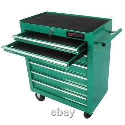 7-Drawer Rolling Tool Chest Green Tool Box with Wheels Multifunctional Tool Cart