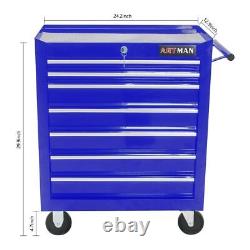 7-Drawer Single Door Rolling Tool Chest Mobile Workbench Tool Storage Cabinet