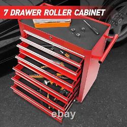 7-Drawer Tool Box withWheel, Rolling Tool Chest Mechanic Storage Cabinet for Garage