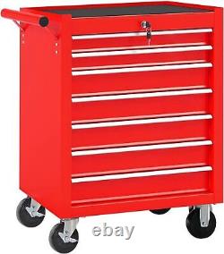 7-Drawer Tool Box withWheel, Rolling Tool Chest Mechanic Storage Cabinet for Garage