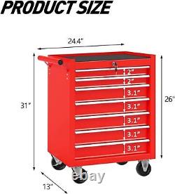 7-Drawer Tool Box withWheel, Rolling Tool Chest Mechanic Storage Cabinet for Garage