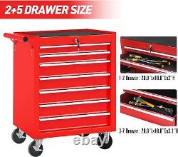 7-Drawer Tool Box withWheel, Rolling Tool Chest Mechanic Storage Cabinet for Garage