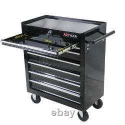 7 Drawers Rolling Tool Chest with Wheels Tool Cart Cabinet Storage Box Black