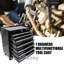 7 Drawers Tool Box on Wheels, Rolling Tool Cart, Lockable Tool Storage Organizer
