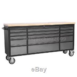 72 Inch 15 Drawers Tool Chest Rolling Toolbox withWork Station Bench THOR B7U7