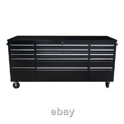 72 in Rolling Tool Chest with Wheels, 430 Stainless Steel, 15 Drawers