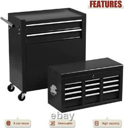 8-Drawer High Capacity Rolling Tool Chest with Wheels Removable Tool Box Combo