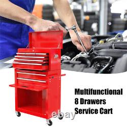 8-Drawer Rolling Tool Box Cart Detachable Tool Chest with 1 Adjustable Shelf