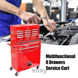 8-Drawer Rolling Tool Box Cart Detachable Tool Chest with 1 Adjustable Shelf