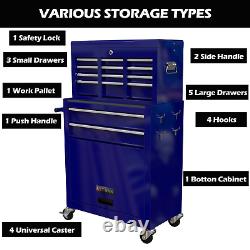 8-Drawer Rolling Tool Chest Box, High Capacity Tool Box Storage Cabinet-Blue