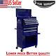 8 Drawer Rolling Tool Chest Box Organizer Storage Cabinet Combo With 4 Wheels Blue