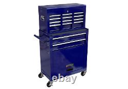 8 Drawer Rolling Tool Chest Box Organizer Storage Cabinet Combo with 4 Wheels Blue