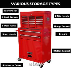 8-Drawer Rolling Tool Chest Rolling Tool Storage Cabinet with Wheels, Strong Steel