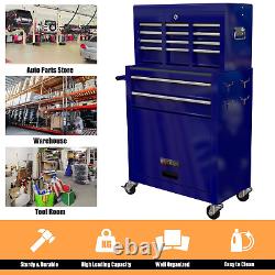 8 Drawer Rolling Tool Chest Rolling Tool Storage Cabinet with Wheels Strong Steel