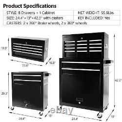 8-Drawer Rolling Tool Chest withWheels, Lock & Key Tool Storage Cabinet for Garage