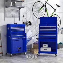 8-Drawer Steel Tool Chest 2 in 1 Rolling Garage Box & Cabinet with Sliding Wheels