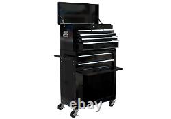 8 Drawers Rolling Tool Chest Rolling Tool Storage Cabinet Wheels Stainless Black