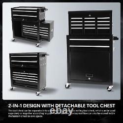 8 Drawers Rolling Tool Chest Storage Cabinet Box on Wheels Garage Workshop