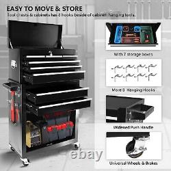 8 Drawers Rolling Tool Chest Storage Cabinet Box on Wheels Garage Workshop