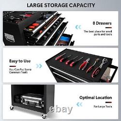 8 Drawers Rolling Tool Chest Storage Cabinet Box on Wheels Garage Workshop