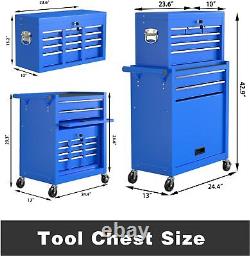 8 Drawers Rolling Tool Chest with Wheels Metal Storage Garage Tool Box Organizer