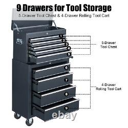 9-Drawer Rolling Tool Chest Large Tool Cabinet Organizer with Wheels / Drawers