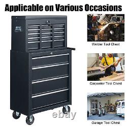 9-Drawer Rolling Tool Chest Large Tool Cabinet Organizer with Wheels / Drawers