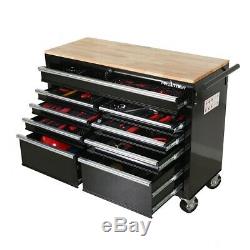 9 Drawer Rolling Workbench Tool chest Tool cabinet Wooden Work Surface Storage