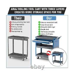 AIRAJ 3 Tier Rolling Tool Cart, Mechanic Tool Cart on Wheels, Industrial Utilit