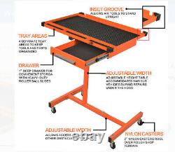 Adjustable Rolling Heavy Duty Work Table Bench Tool Cart Tray wheels 200 lbs