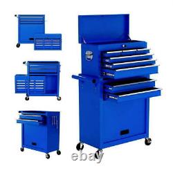 Aukfa Rolling Tool Box 8-Drawer Tool Chest & Cabinet for Workshop Garage, Blue