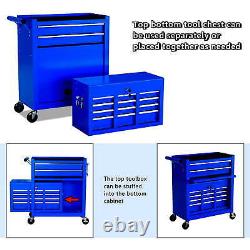 Aukfa Rolling Tool Box, 8-Drawer Tool Chest & Cabinet for Workshop Garage Blue