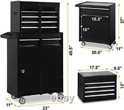 BIG RED ATBT2315B 2 Piece Combination Rolling Storage with 5 Drawers Lockable