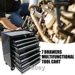 Black 7-Drawer Tool Box Rolling Tool Cart Lockable Home Repair Storage Tool Ches