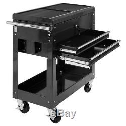 Black Mechanics Rolling Garage Tool Cart Sliding Top Storage Cabinet Organizer