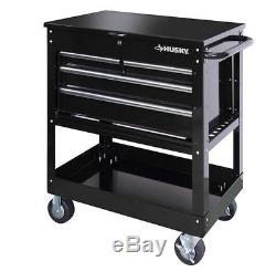 Black Metal Tool Cart Rolling Toolbox Utility Chest Storage 4 Drawer Portable