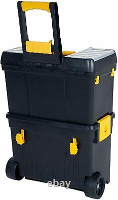 Black Mobile Workshop Tool Box Storage Chest Rolling Cabinet Removable Tray Case