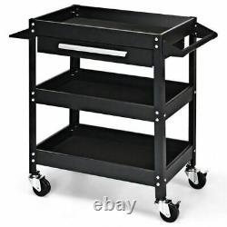 Black Rolling Tool Cart Mechanic Cabinet Storage ToolBox Organizer withDrawer