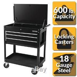 Black Rolling Tool Chest Cabinet Organizer Mechanics Box Cart Bench 4-Drawer New