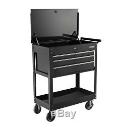 Black Rolling Tool Chest Cabinet Organizer Mechanics Box Cart Bench 4-Drawer New