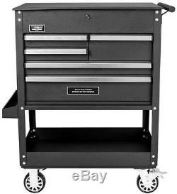 Black Utility Tool Cart 5-Drawer Rolling Cabinet Caster Wheels Heavy Duty Steel