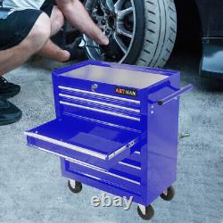 Blue 7 Drawers Multifunctional Toolbox Organizer Rolling Tool Chest With Locks