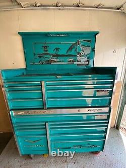 Chevy'57 Belair Collectors Edition Teal Snap On Tool Box Roll Chest