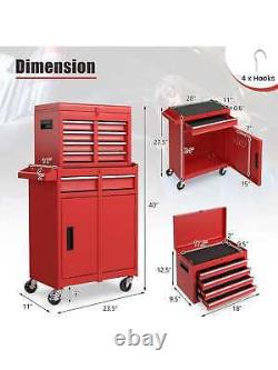 Costway 5-Drawer Rolling Tool Chest Cabinet Metal Storager Lockable with Wheels