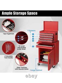 Costway 5-Drawer Rolling Tool Chest Cabinet Metal Storager Lockable with Wheels