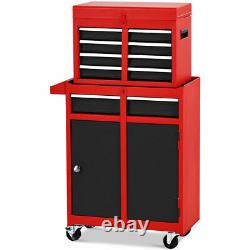 Costway Tool Organizer Large Capacity Tool Chest Cabinet 4-Wheel Rolling Toolbox