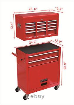 Detachable Rolling Tool Chest Cabinet with Wheels & Drawers Tool Storage Cabinet
